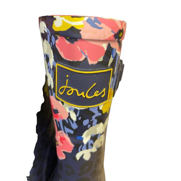 Joules Molly Welly Floral Leopard Rain Boots Navy size 5 women’s - Picture 4 of 8